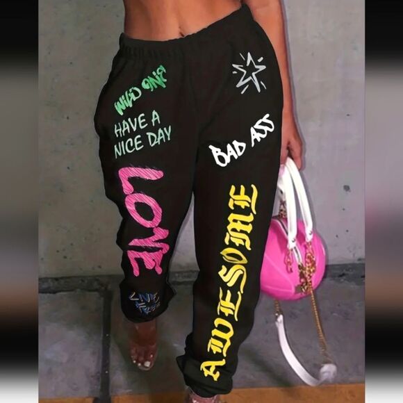Plus size printed sweat pants sz 2XL - Picture 1 of 3